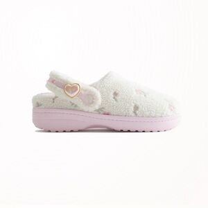 HOLLISTER X CROCS Cozy White and Pink Fleece Clogs
